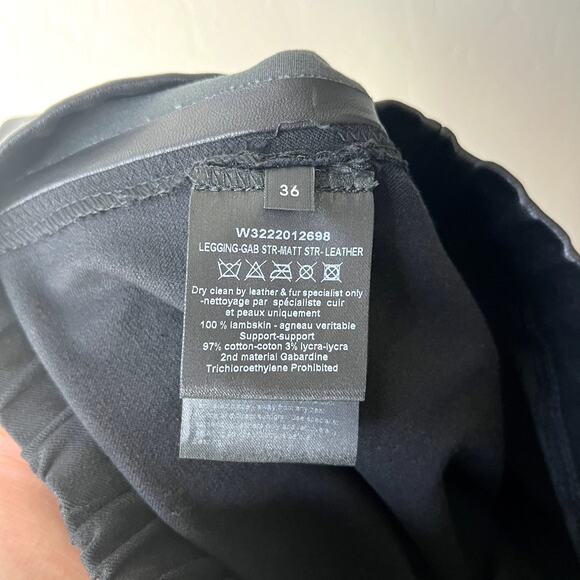 Joseph Black Lambskin Leather Straight Pull-On Stretch Leggings Size‎ 36 - Picture 7 of 8
